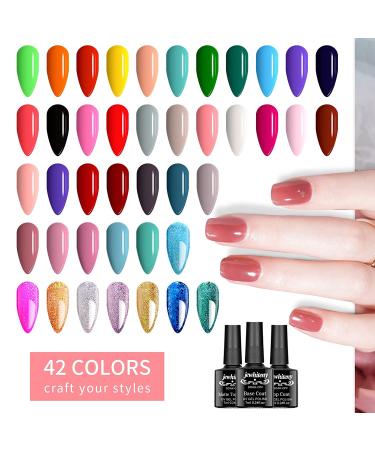 45 PCS Gel Nail Polish Kit: 42 Colors Green Blue Red Pink Collection - Perfect Gifts for Women - SET 3 - Buy Online on GoSupps.com