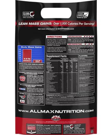 ALLMAX Nutrition QuickMass Cookies & Cream 12lb - High-Calorie Weight Gainer Supplement - Buy Online on GoSupps.com