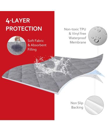 Non-Slip Bamboo Terry Waterproof Changing Pad Liner - 3 Pack 14 x 27 - Grey - Buy Online on GoSupps.com