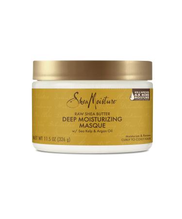 SheaMoisture Raw Shea Butter Deep Moisturizing Hair Masque for Curly Hair Raw Shea Butter Deep Conditioner to Moisturize and Renew Hair 12 oz Shea Butter  Sea Kelp  Argan Oil 11.5 Ounce (Pack of 1)