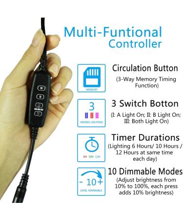 MingDak 7W Fish Tank Clip-On Light with Timer & Dimmable Switch | 18 White & Blue LEDs | 3 Lighting Modes | Aquarium Clamp Light - Buy Online on GoSupps.com