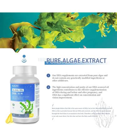 ALALIFE Algal Oil - 180 Capsules - 50% Purity Algal DHA Supplements - DHA Algal Oil Omega 3 Supplements - Beneficial to Brain and Optic Nerve Development - Non GMO - Buy Online on GoSupps.com