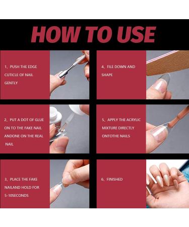 240 PCS 12 Sizes Gel Nail Tips Set - Medium Square & Medium Almond Shape - Pre-Buffed Artificial Nails Kit for Soft Gel Nail Extensions - Buy Online on GoSupps.com