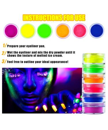 Neon Pigment Eyeshadow Powder - 6 UV Glow Colors for Bold Makeup | FindinBeauty Christmas Face & Body Art - Buy Online on GoSupps.com