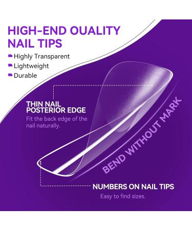 Gelike EC Long Stiletto Nail Tips - 240PCS Clear Full Cover Soft Gel Nails for Salon Extension | Pre-Shaped False Nails for Acrylic & Gel Polish - Buy Online on GoSupps.com