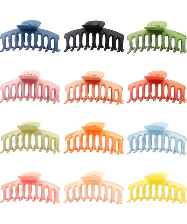 12 Pieces Big Hair Claw Clips - Non Slip Large Jaw Clips for Strong Hold - Styling Accessories for Women Girls - 12 Colors - Perfect Christmas Gift - Buy Online on GoSupps.com