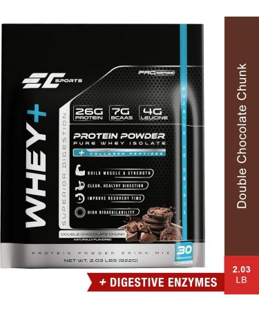 EC Sports Whey+ Protein Powder Double Chocolate Chunk Mix w/Digestive Enzymes - Isolate Supplement Collagen Peptides w/Swift Reform - 30 Servings 2 Pound (Pack of 1) Double Chocolate Chunk - Buy Online on GoSupps.com