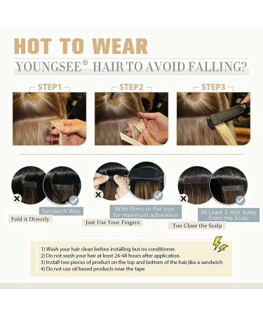 Youngsee 60cm Balayage Tape In Extensions | Real Hair Remy Tape Extensions | 20pcs Black & Blonde Balayage 50g - Buy Online on GoSupps.com