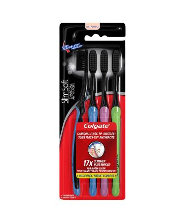 Colgate Slim Soft Charcoal Compact Head Toothbrush Soft 4 Count (CN08101A)
