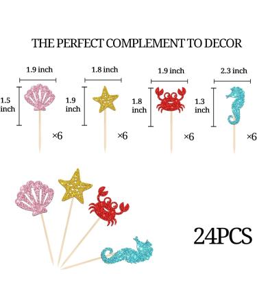 24 PCS Ocean Sea Theme Cupcake Toppers Sea Theme Birthday Party Cupcake Picks Dessert Decorations Supplies Baby Shower Birthday Anniversary Party Supplies - Buy Online on GoSupps.com
