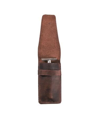| Leather Safety Razor Case | Shaving Accessories | Straight Safety Razor Case for Double Edge | Personal Care Essentials | Handmade | Razor Case for Travel:: Brown Leather