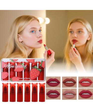 6 Pieces Cute Lip Gloss Lip Stick Strawberry Shape Lip Stick | Lip Products Collection | For Beginners Family Passionate Friends Women Beauty Daily Office - Buy Online on GoSupps.com