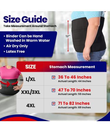 XXL/3XL Wide Abdominal Binder Belly Wrap - Postpartum Tummy Tuck Belt for Bariatric Stomach Compression, Hernia & Post Surgery Support (47-70 inches) - Buy Online on GoSupps.com