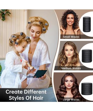 Kouclaa 31 Pcs Black Hair Roller Set Hair Rollers With Clips 3 Size(64mm 48mm 36mm) 18 Pcs Rollers for Hair Volume and 12 Hair Clips and 1 Comb Hair Rollers for Long Hair Medium and Short Hair Black(64mm 48mm 36mm) - Buy Online on GoSupps.com