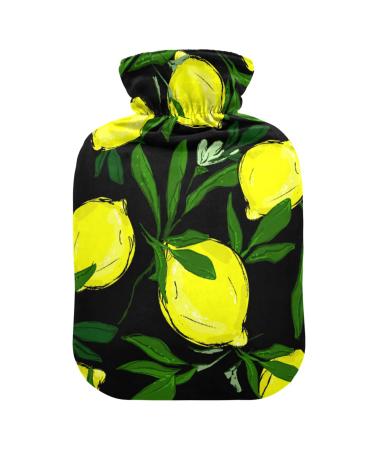 Hot water bottles with cover lemon leaves hot water bag for pain relief heat and cold therapy water heating pad 2 liters