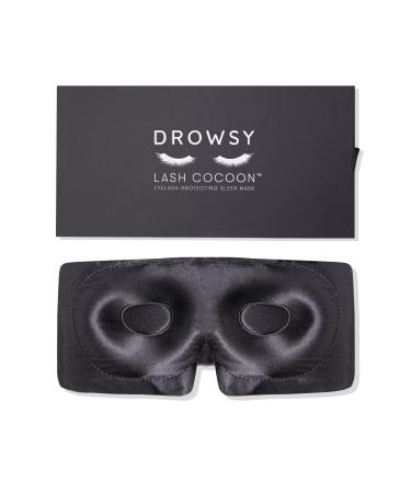 DROWSY Eyelash Protecting Silk Sleep Mask for Natural Lashes & Extensions. Deep Eye Cups Zero Pressure Total Blackout Full Wraparound (Moonlight Shadow)