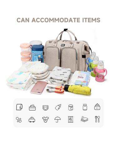 Pomelo Multifunctional Beige Diaper Bag - Waterproof Pad 2 Stroller Hooks & Adjustable Shoulder Strap - Best Travel Bag for Parents - Buy Online on GoSupps.com