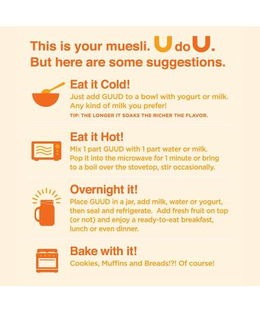 GUUD Athlete Fuel Organic Muesli Cereal 12oz - Oats, Raisins, Almonds, Flax Seeds, Cashews, Pumpkin Seeds - Vegan, Non-GMO, Kosher - Pack of 1 - Buy Online on GoSupps.com