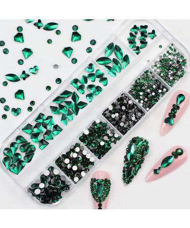 YOKE FELLOW Nail Art Rhinestones - Multi-Shaped Glass Crystals for DIY Makeup and Crafts (Blue/Green/Red) - Buy Online on GoSupps.com