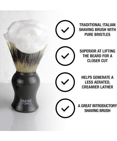 men-u BARBIERE Black Pure Bristle Shaving Brush Set with Italian Design - Includes 15ml Shave Cream Tube - Buy Online on GoSupps.com