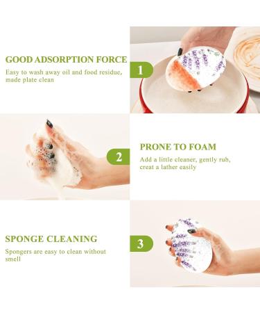 3-Pack Cleaning Kitchen Sponges Oval Lavender Card Watercolor Kitchen Cellulose Dishwashing Wood Pulp Cotton - Buy Online on GoSupps.com