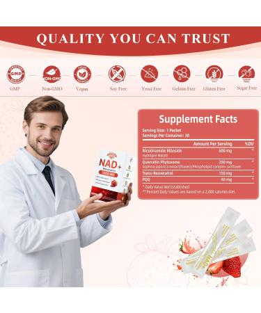 Healliance NAD+ Liquid Supplement 1000mg - with Resveratrol Nicotinamide Riboside & PQQ Supports Cellular Energy & Healthy Aging for Women & Men (30 Packets) - Buy Online on GoSupps.com