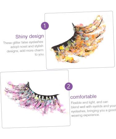 Beavorty 5 Pairs colored false eyelashes makeup glitter eyelashes with color on the end long eyelashes for halloween false lash extensions makeup eyelashes chemical fiber fluffy 3d - Buy Online on GoSupps.com
