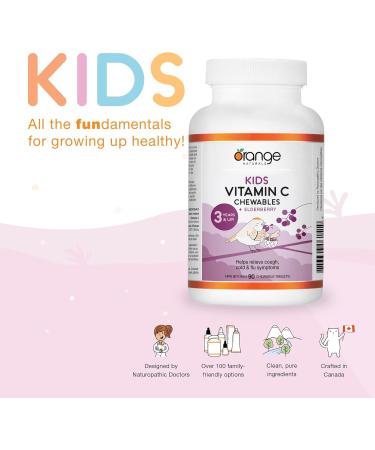 Orange Naturals - Kids Vitamin C + Elderberry 90 Chewable Tablets - Helps to Maintain and Support Immune Function - Buy Online on GoSupps.com