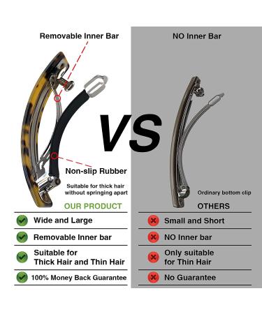 HYFEEL Large French Barrettes for Women - Classic Tortoise Shell Hair Clips 3 Pack - Buy Online on GoSupps.com