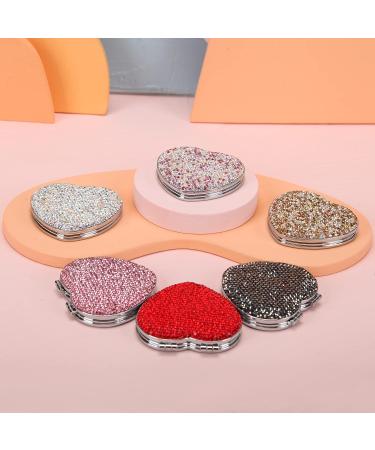 Fawziya Bling Heart Makeup Mirror 2X Magnifying - Red | Compact, Portable Beauty Mirror - Buy Online on GoSupps.com