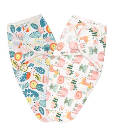 Vicloon Baby Swaddle Wraps 2 pcs Baby Swaddle Blanket 0-3 Months 100% Breathable Organic Cotton Fabric New Born Swaddle Wrap For Boy and Girl (Pink-Blue)