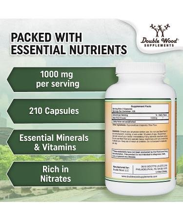 Beet Root Powder Capsules (Organic and Vegan) (210 Count 1,000mg Per Serving) - Super Food from Beets with High Nitrate for Overall Health Support by Double Wood - Buy Online on GoSupps.com