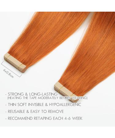 Hotlulana 100% Real Hair Tape Extensions - Orange Skin Weft 20 Inch Soft & Invisible 10 Pack - Buy Online on GoSupps.com