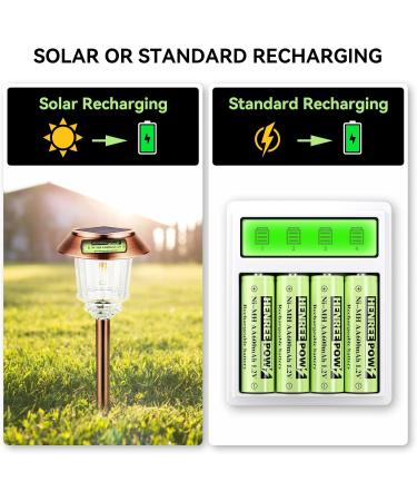 Henreepow 12-Pack Rechargeable AA Solar Batteries - Ni-Mh 1.2V 600mAh Pre-Charged for Garden & Landscape Lights - Buy Online on GoSupps.com