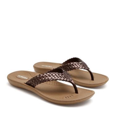 OKABASHI Women's Baha Flip Flop (Toffee/Copper  ML) | Contoured Footbed w/Arch Support for All-Day Comfort | Slip-Resistant & Waterproof | Sustainably Made in The USA