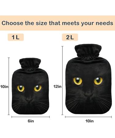 Buy Naanle Hot Water Bottle with Black Cat Cover - 1L Heat & Cold Therapy | Pain Relief & Comfort for Beds & Hands - Buy Online on GoSupps.com