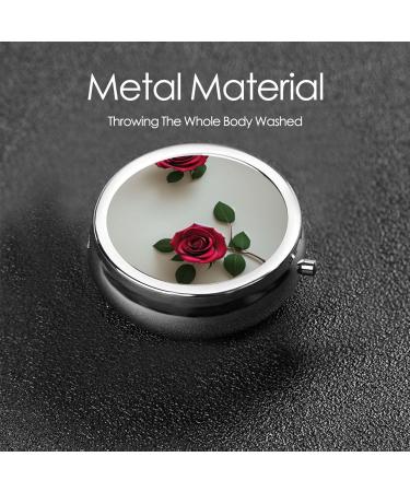 Roses Printed Mini Round Pill Box - 3 Compartment Portable Organizer for Travel Home & Office - Buy Online on GoSupps.com