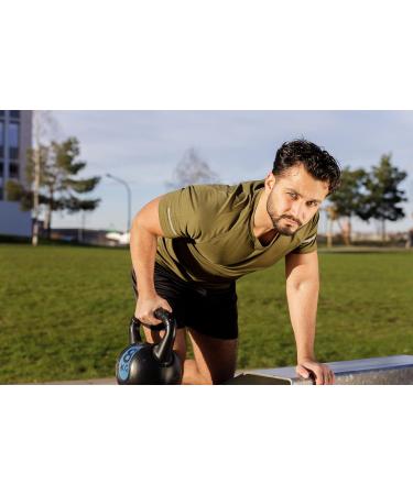 frueo Men's 3 Pack Dry Fit Moisture Wicking Athletic T-Shirts - Black/Gray/Green - Size Large - Buy Online on GoSupps.com