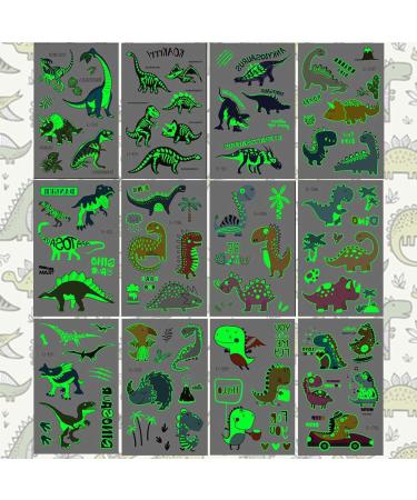 Ooopsiun Luminous Dinosaur Temporary Tattoos - 90 Glow in The Dark Styles for Boys Kids | Dinosaur Birthday Party Decorations & Favors - Buy Online on GoSupps.com