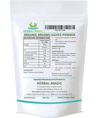 Organic Brahmi Leaf Powder - Ayurvedic Hair & Face Mask - 100g Pack - Herbal Magic's Bacopa Monnieri Powder - Buy Online on GoSupps.com