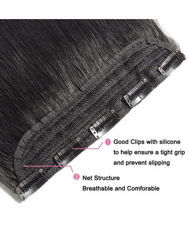 Elailite Clip-In Hair Extensions - 3/4 Full Head Human Hair 5 Clips Straight 45cm 90g #1B Natural Black - International Shipping - Buy Online on GoSupps.com