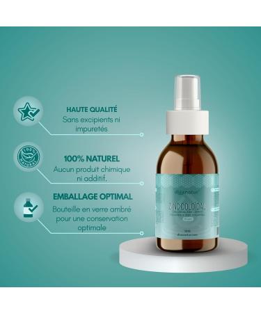 Zinc collo dal 100ml 20 ppm - Solution de zinc avec pulv risation - Flacon en verre ambr  - Buy Online on GoSupps.com