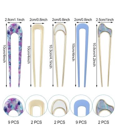 24 Pcs Tortoise Shell U Shaped Hair Pins for Vintage Thick Thin Hair - 4.5 Inch Cellulose Acetate French Hair Forks - Bun Chignon Pin for Women Girls - Buy Online on GoSupps.com