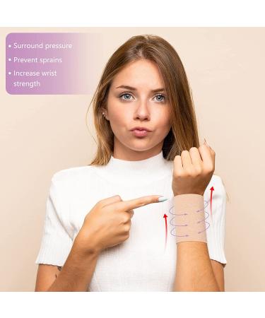 SATINIOR Compression Wrist Sleeve Brace for Men and Women - 2 Pairs, Beige Small - Tennis, Tendonitis, Carpal Tunnel Support - Buy Online on GoSupps.com