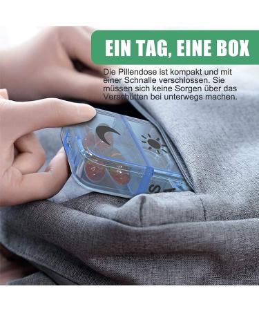 Buy XL 14 Compartment Tablet Box | 7-Day Pill Organizer with Evening Compartments | Medication Dose Dispenser (Blue) - International Shipping Available - Buy Online on GoSupps.com