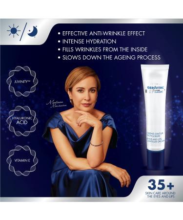 GEROVITAL H3 Classic Eyes and Lips Contour Cream with Hyaluronic Acid - Anti-Aging Skincare - Buy Online on GoSupps.com