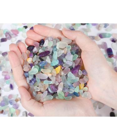 Fluorite Crystals Polished Gravel Aquarium Tumbled Stones Chips Stone Crushed Crystal Quartz Pieces Irregular Gem Rocks Home Decoration Tank Succulent Plants Vase Filler Bottom Ornament 0.55lbs Multi-colored - Fluorite 0.55 lbs