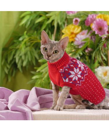 Katzinst Christmas Dog Sweater for Small Breeds | Fleece Sweater for French Bulldogs Dachshunds Chihuahuas & Yorkshires in Red - Buy Online on GoSupps.com