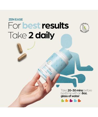 Legacy Wellness Zen Ease Calm Mind Supplement - Natural Vegan Formula with 5-HTP Ashwagandha & L-Theanine - Promote Peace & Relaxation - International Shipping Available - Buy Online on GoSupps.com