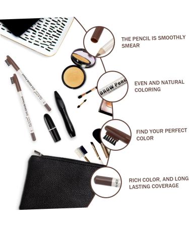 BIUDECO 12pcs Plastic Eyebrow Pencil Powder Eyebrow Pencils Wood Brow Pencil with Brush Coffee - Buy Online on GoSupps.com